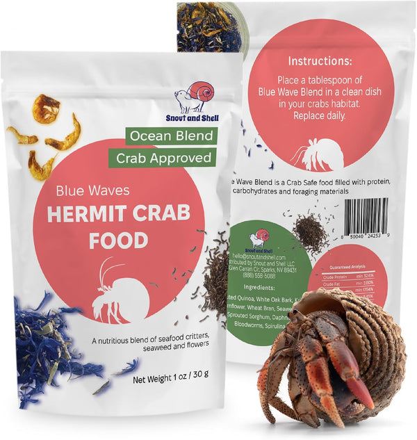 Natural Hermit Crab Food – High-Protein Hermit Food with Real Fruit and Sprouted Grains – 65 G (2.3 Oz) Crab Food for Pet Hermit Crabs by Snout and Shell15