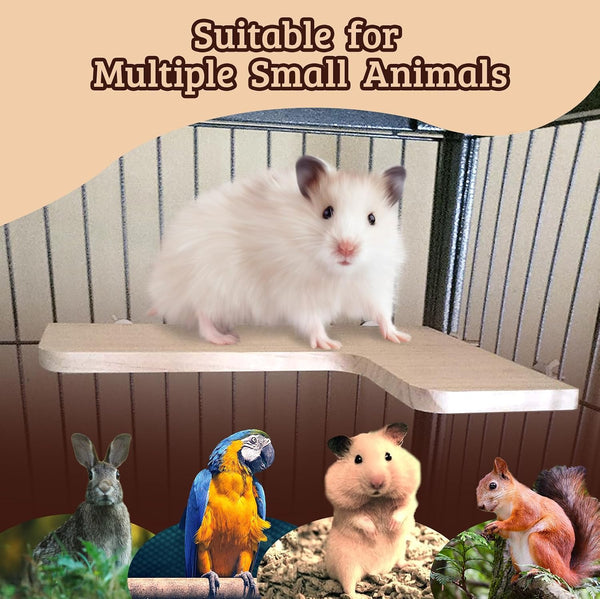 Chinchilla Cage Accessories Hamster Accessories, Chinchilla Toys Wood Platform Dwarf Hamster Cage Board, Chinchilla Cage Sturdy Standing and Jumping Wooden Board for Parrot Cage Rat Cage (Board)2