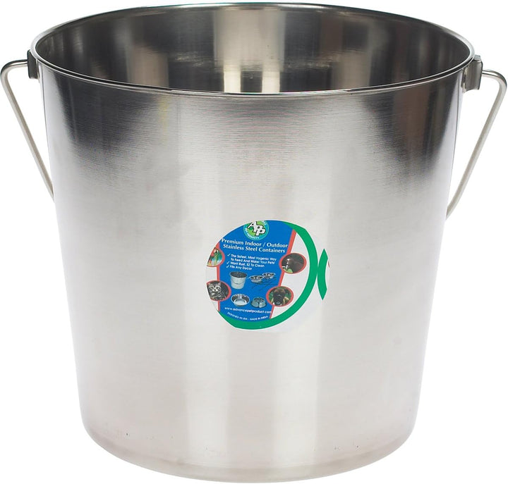 Advance Pet 16 Qt (4 Gal) Stainless Steel Bucket – Heavy Duty, Rust Resistant, Dishwasher Safe for Dogs, Livestock & Kennels