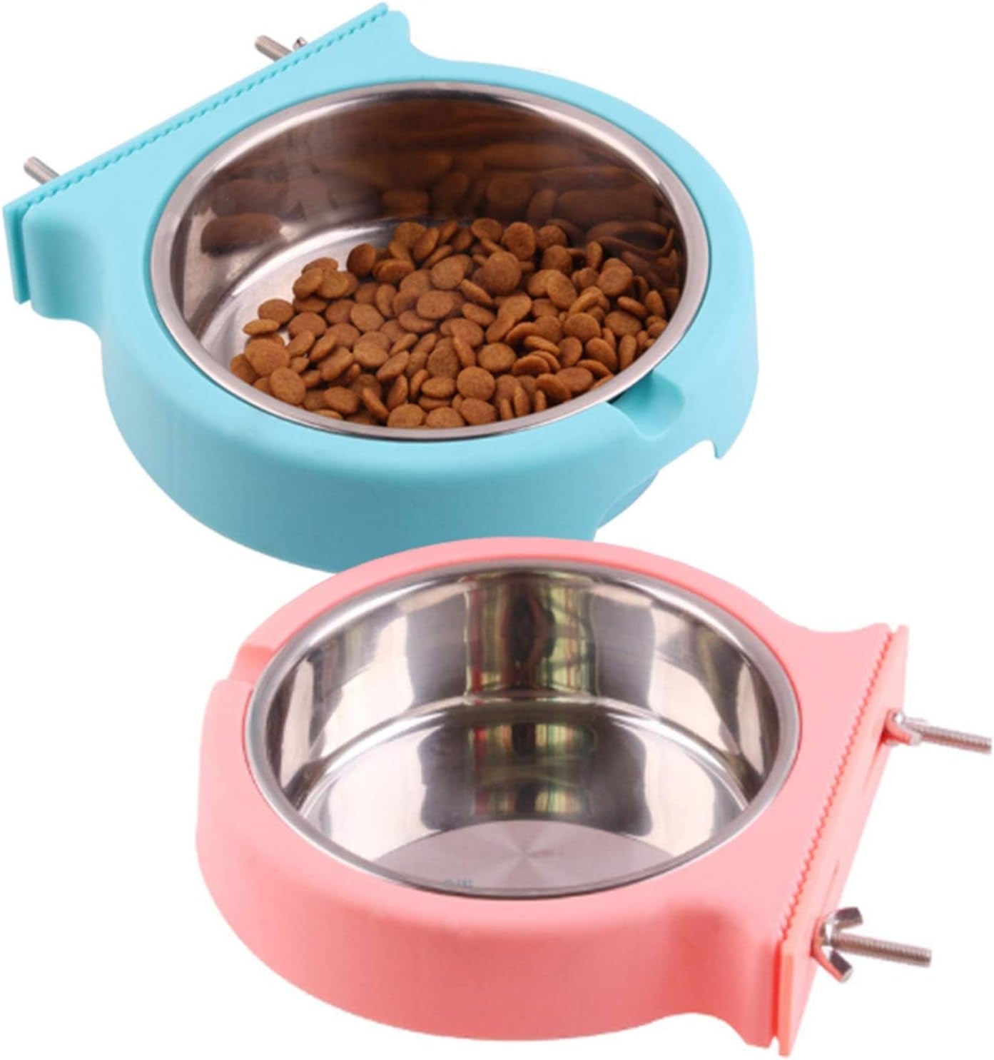kathson-crate-dog-bowl-removable-stainless-steel-hanging-pet-kennel-cage-bowl-food-water-feeder-coop-cup-for-puppy-cat-rabbit-guinea-pigs-ferret-bird-2-pcs-size-m-blue-and-green