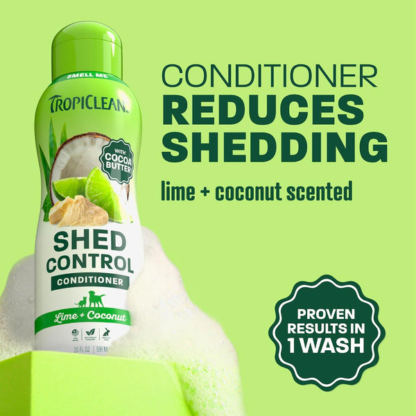 Tropiclean Deshedding Dog Conditioner, Reduces Shedding & Softens Coat, Puppy Safe, Made in the USA, Lime & Cocoa Butter Scent, 20Oz.2