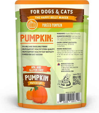 Weruva Pumpkin Patch Up!, Pumpkin Puree Pet Food Supplement for Dogs & Cats, 2.80Oz Pouch (Pack of 12)3