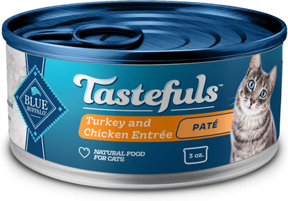 Blue Buffalo Tastefuls Wet Cat Food Paté Variety Pack (Chicken, Turkey & Chicken, Ocean Fish & Tuna) for Adult Cats, Made with Natural Ingredients, 5.5-Oz. Each (24 Cans)17