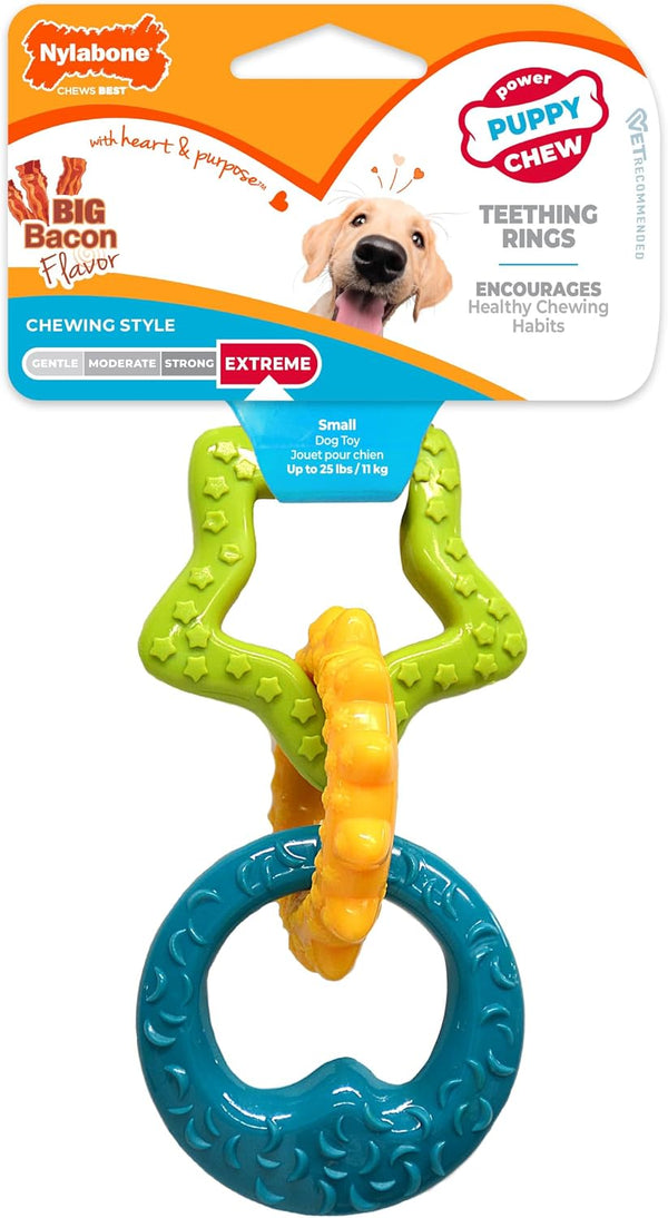 Nylabone Puppy Starter Kit, Dog Chew Toys & Chew Treat, Blue, 3 Count | Small Breeds, Chicken & Bacon Flavor, 2 Chew Toys, 1 Natural Treat, Teething Toys for Puppies, Puppy Enrichment, up to 25 Lbs12