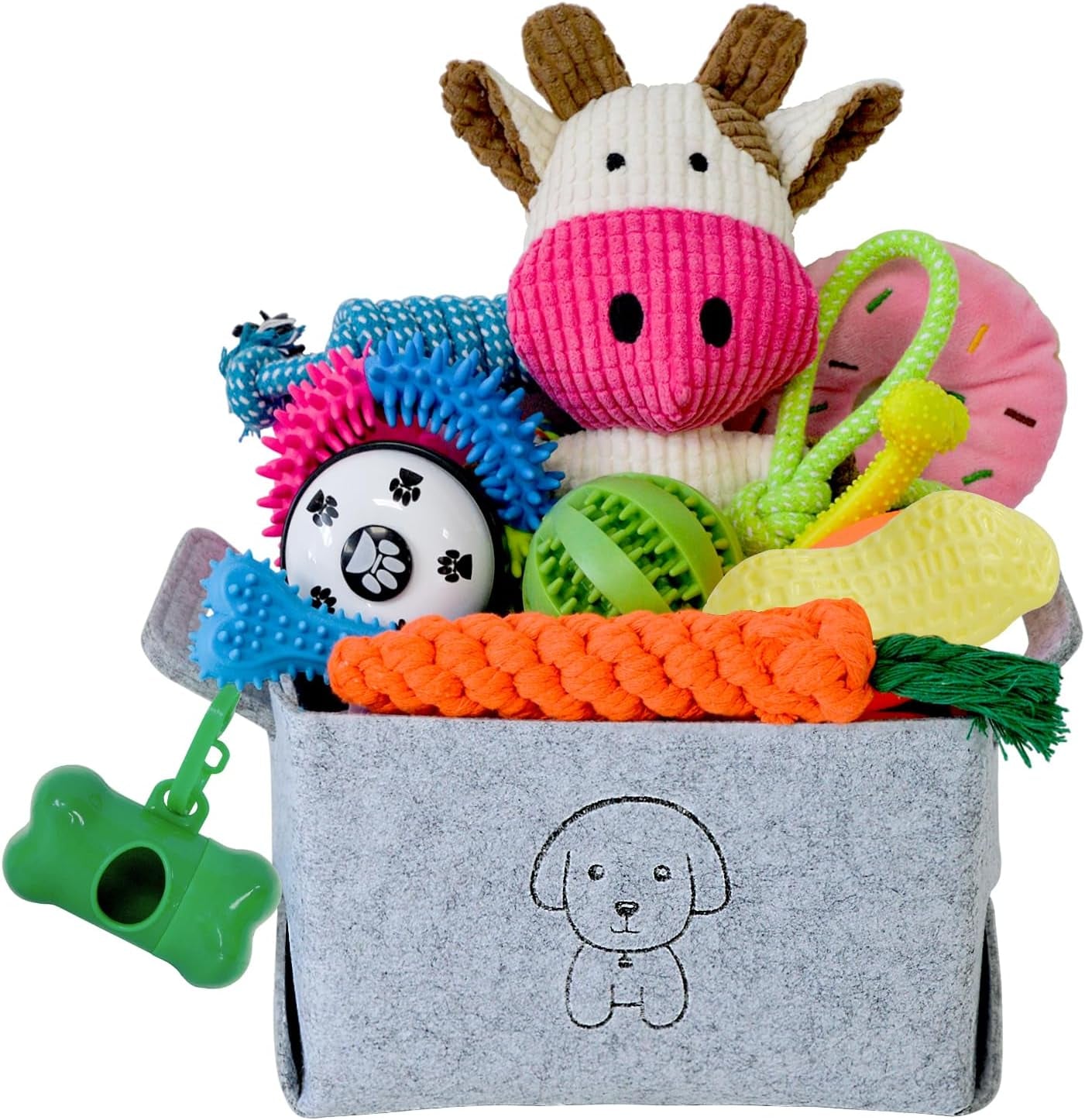 mrsohret-20pcs-puppy-chew-toys-for-teething-dog-chew-toys-with-rope-toy-pet-dog-toothbrush-treat-balls-plush-toys-and-squeaky-toys-for-small-medium-dogs-with-basket-to-keep-them-busy