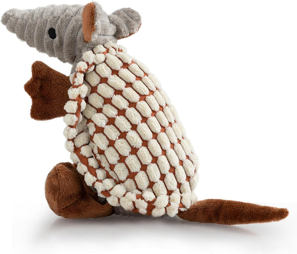 Hollypet Plush Dog Squeaky Toy Stuffed Armadillo Animal Pet Puppy Chew Toys with Clean Teeth for Small Medium Large All Breed Sizes Dogs, Gray, 8 In12