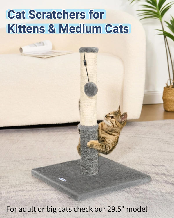 Cat Scratching Post, Cat Scratchers for Indoor Cats, with Toys | for Kitten & Medium Cats, Sisal & Carpet in One for Various Scratching Needs, Solid Structure, Extra Free Toy, Light Gray7